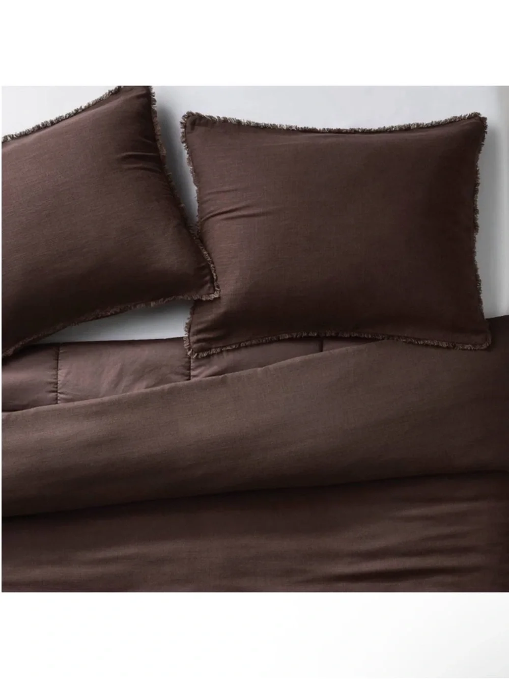 NWT King/California King Heavyweight Linen Blend Comforter and Sham Set Dark Fig